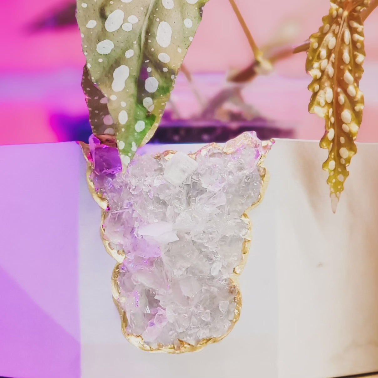 Raw Clear Quartz Geode Planter