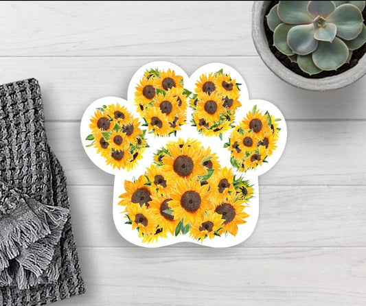 Sunflower Paw Print Vinyl Sticker