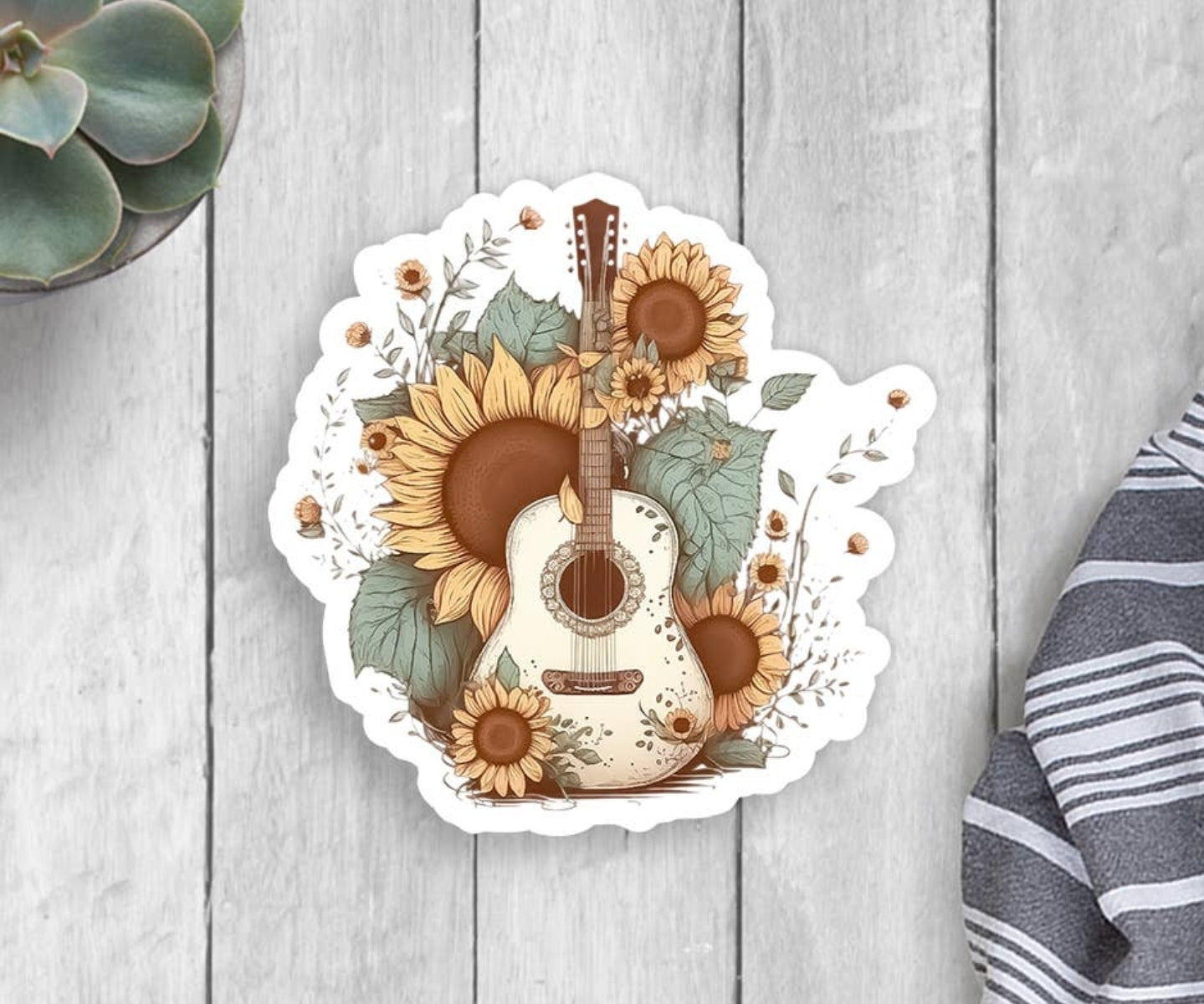 Sunflower Guitar Vinyl Sticker