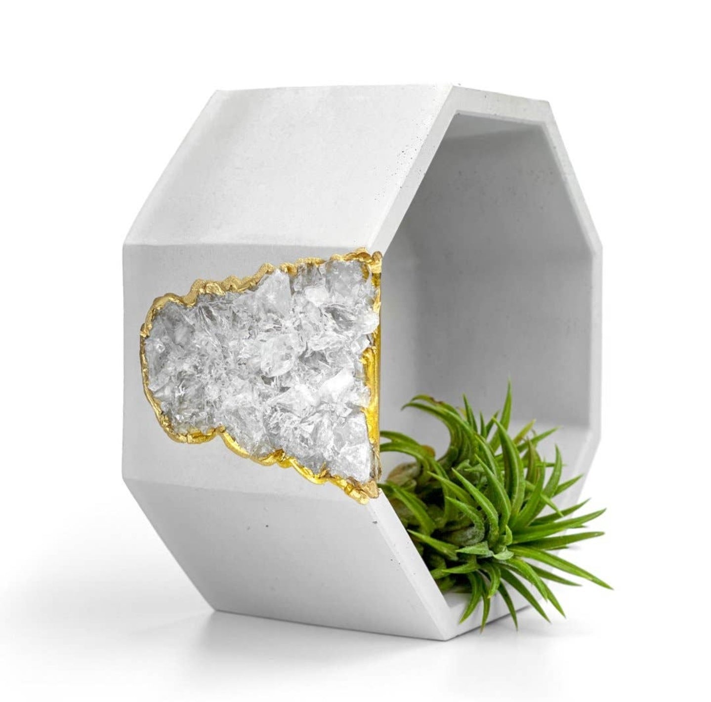 Raw Clear Quartz Geode Planter